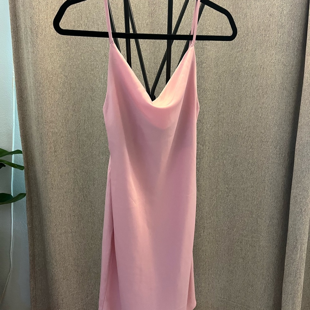 Urban Outfitters Light Pink/Berry Cowl Neck Slip Dress